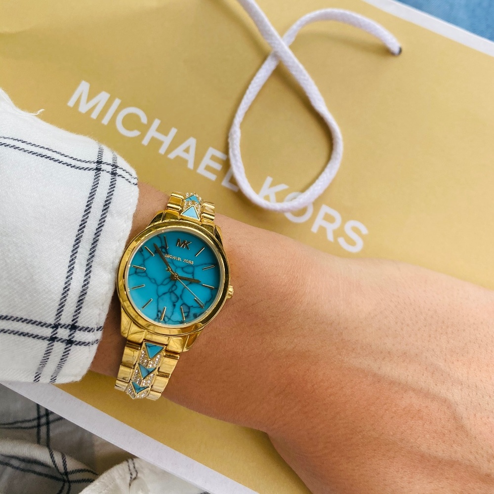 Michael Kors Runway Mercer Turquoise Dial Ladies Watch MK6670